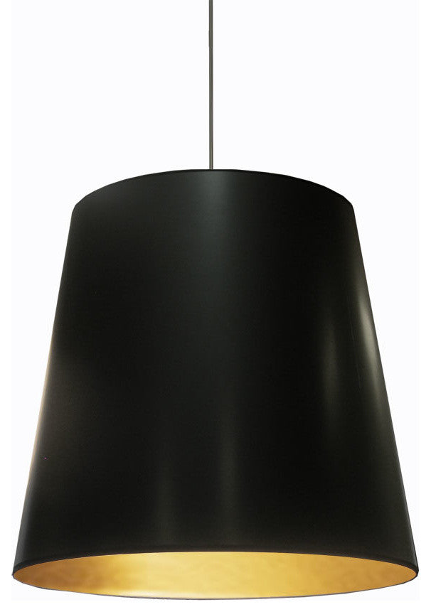 Oversized Drum Tapered Drum Pendant with Black on Gold Shade, L