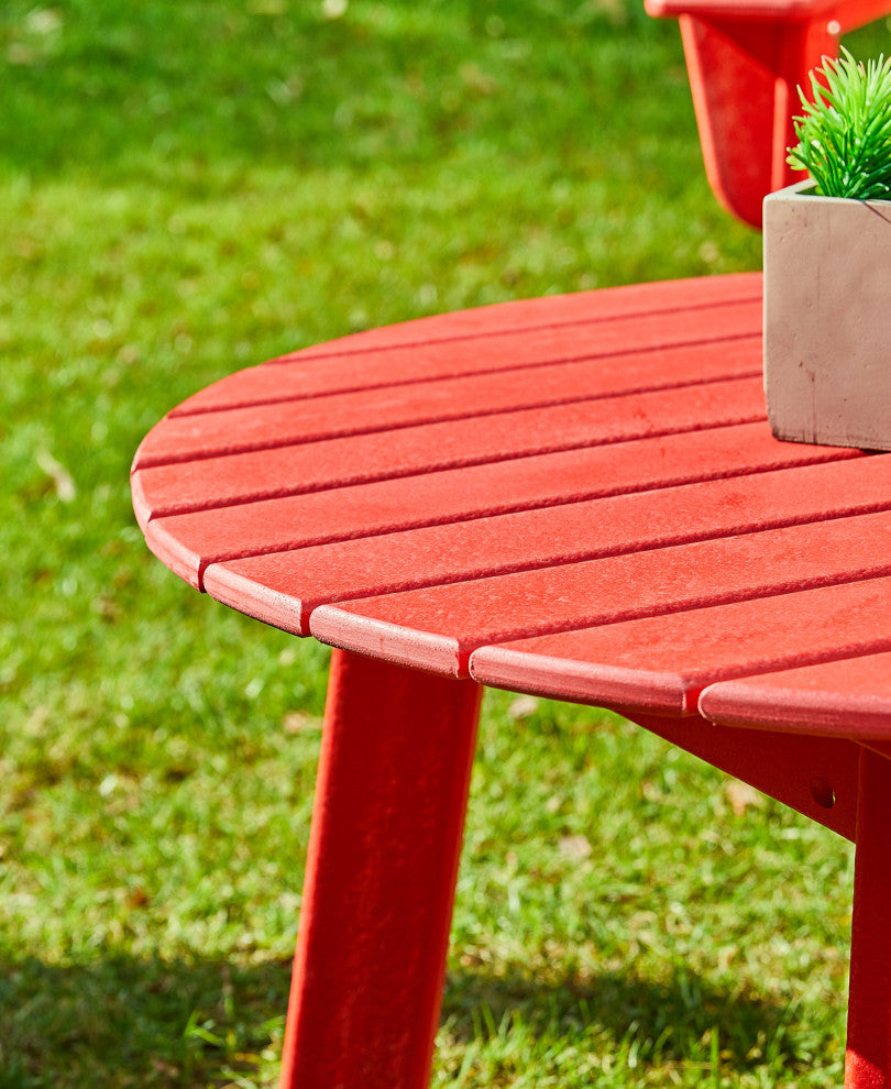 36"D Outdoor Patio HDPE Round Coffee Table, Red