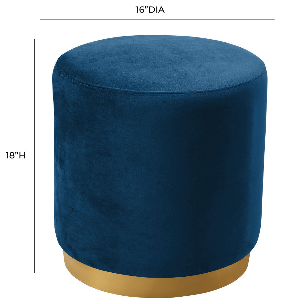 Opal Navy Velvet Ottoman with Gold Base - Navy