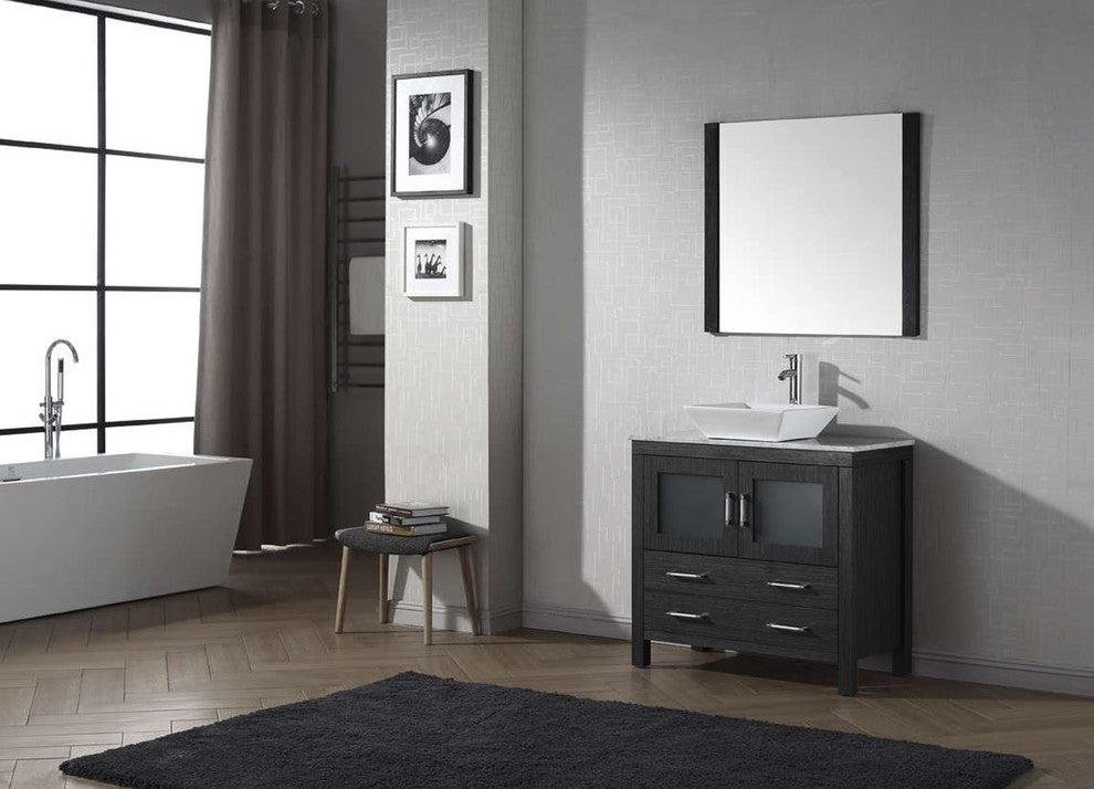 Dior 32" Single Bathroom Vanity, Zebra Gray, Marble, Brushed Nickel Faucet