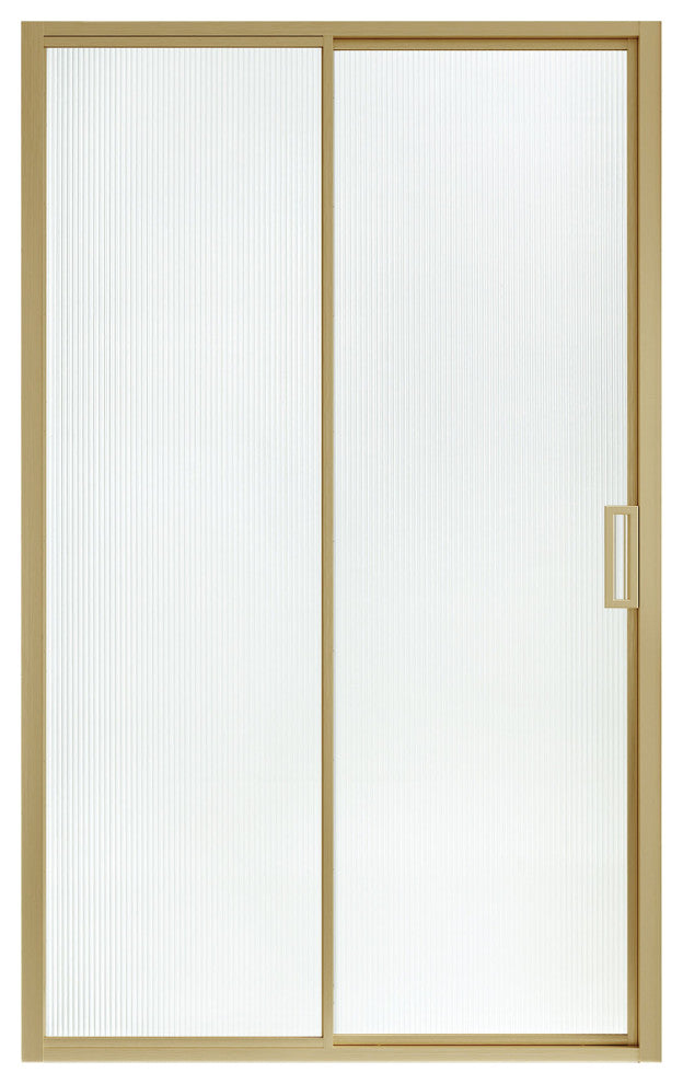Stanford Sliding Fluted Alcove Shower Door, Brushed Gold, Fluted Glass, 48"