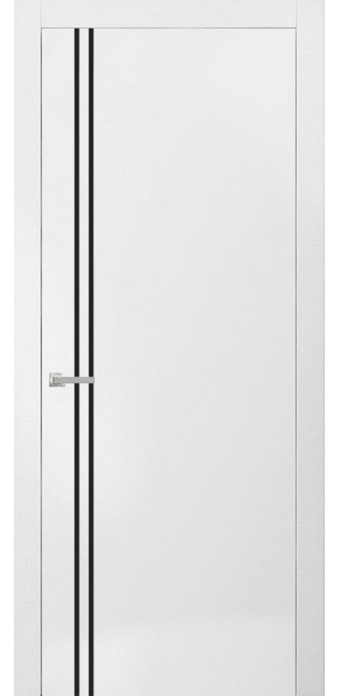 Solid French Door 24 x 84 | Planum 0016 White Silk with| Bathroom