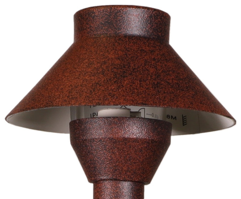 Small Hat Path Light Low Voltage Landscape Lighting, Rust, Led
