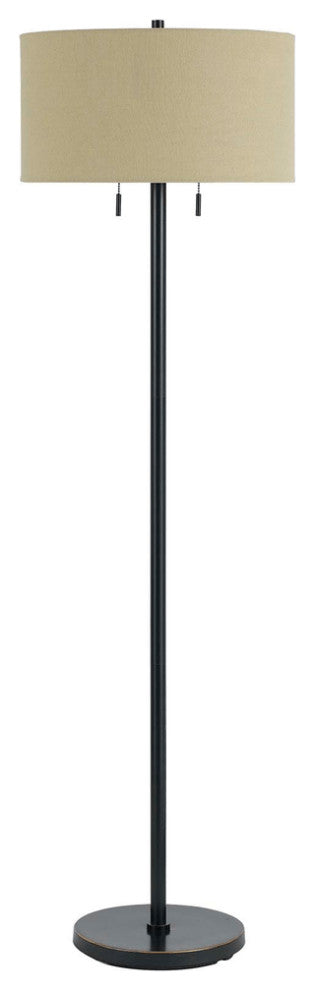 59" Bronze Two Light Traditional Shaped Floor Lamp With Brown Rectangular Shade