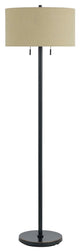 59" Bronze Two Light Traditional Shaped Floor Lamp With Brown Rectangular Shade