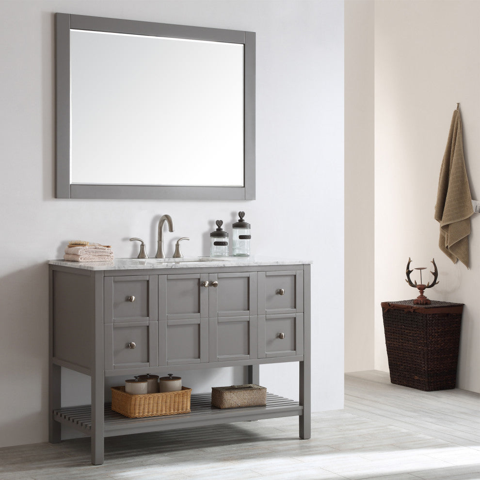 Florence 48" Single Vanity, Gray, With Mirror