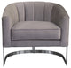 Paloma Accent Chair In Brushed Stainless Steel Finish, Beige Fabric