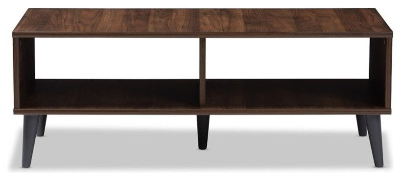 Pierre Mid-Century Modern Brown and Dark Gray Wood Coffee Table