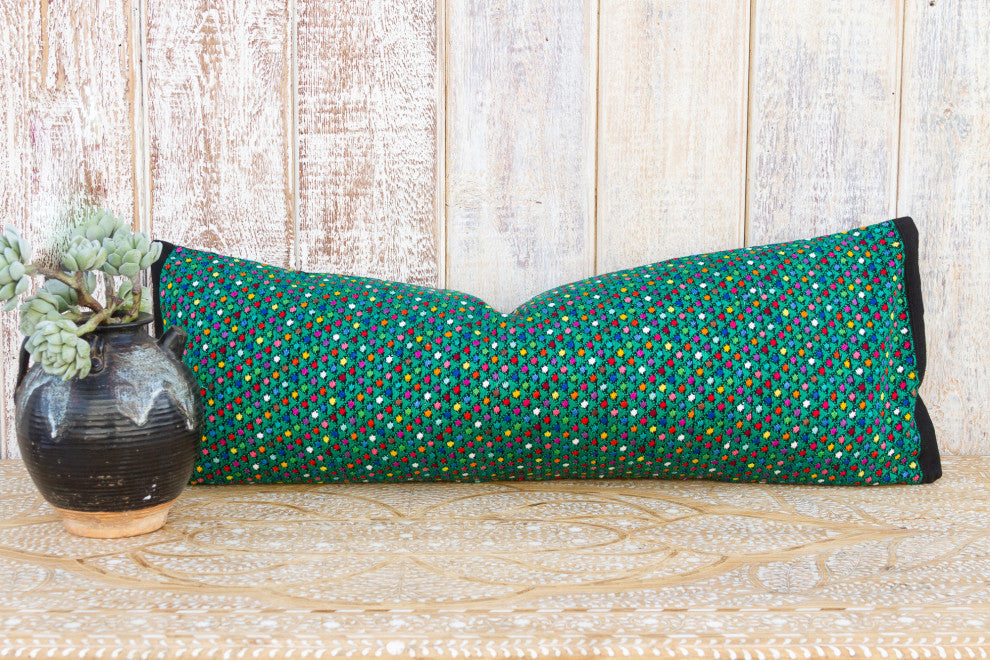 Long Vintage Mayan Brocade Akna Pillow