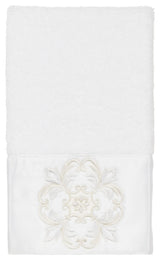 100% Turkish Cotton Alyssa Embellished Hand Towel, White