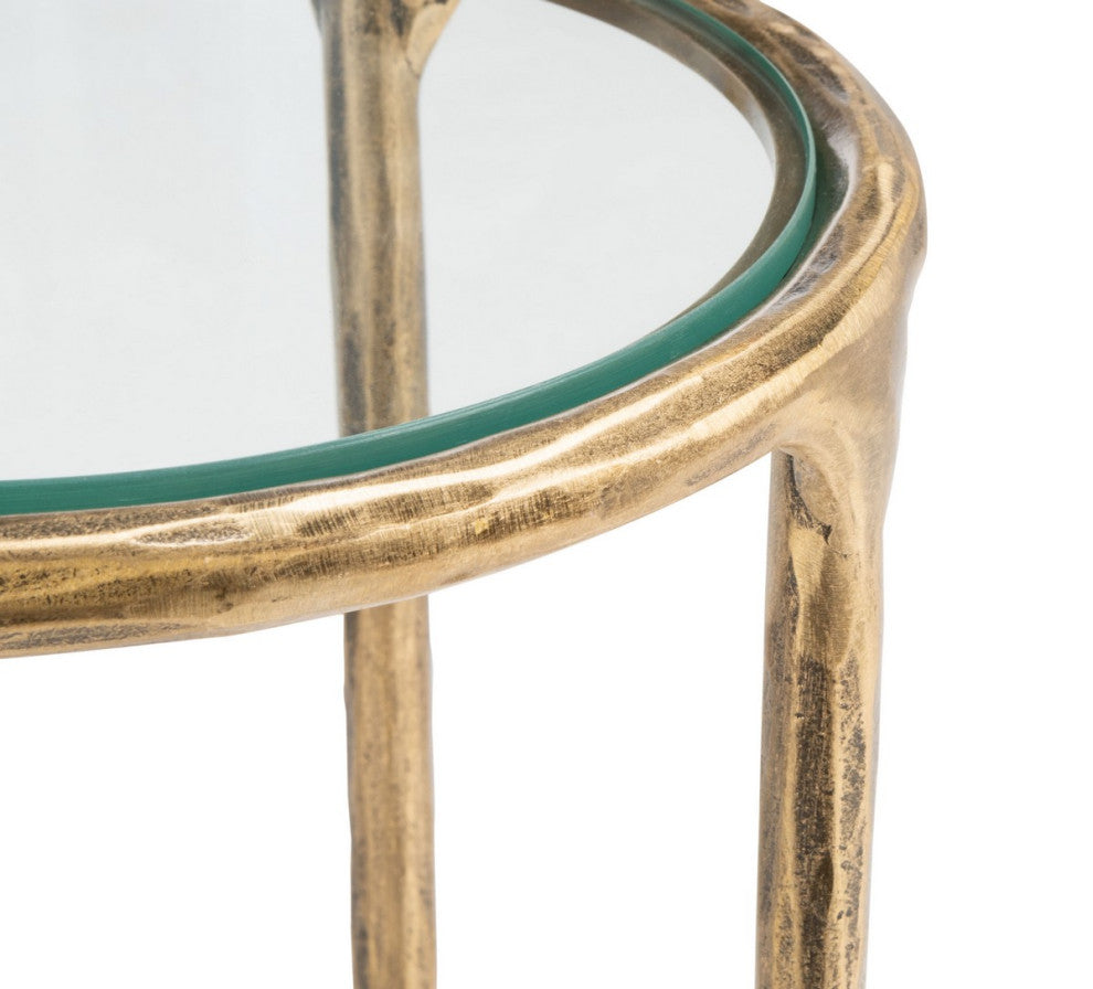 Safavieh Couture Jessa Forged Metal Tall Round End Table, Brass