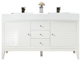 Linear 59" Double Vanity, Glossy White, Glossy White Composite Top
