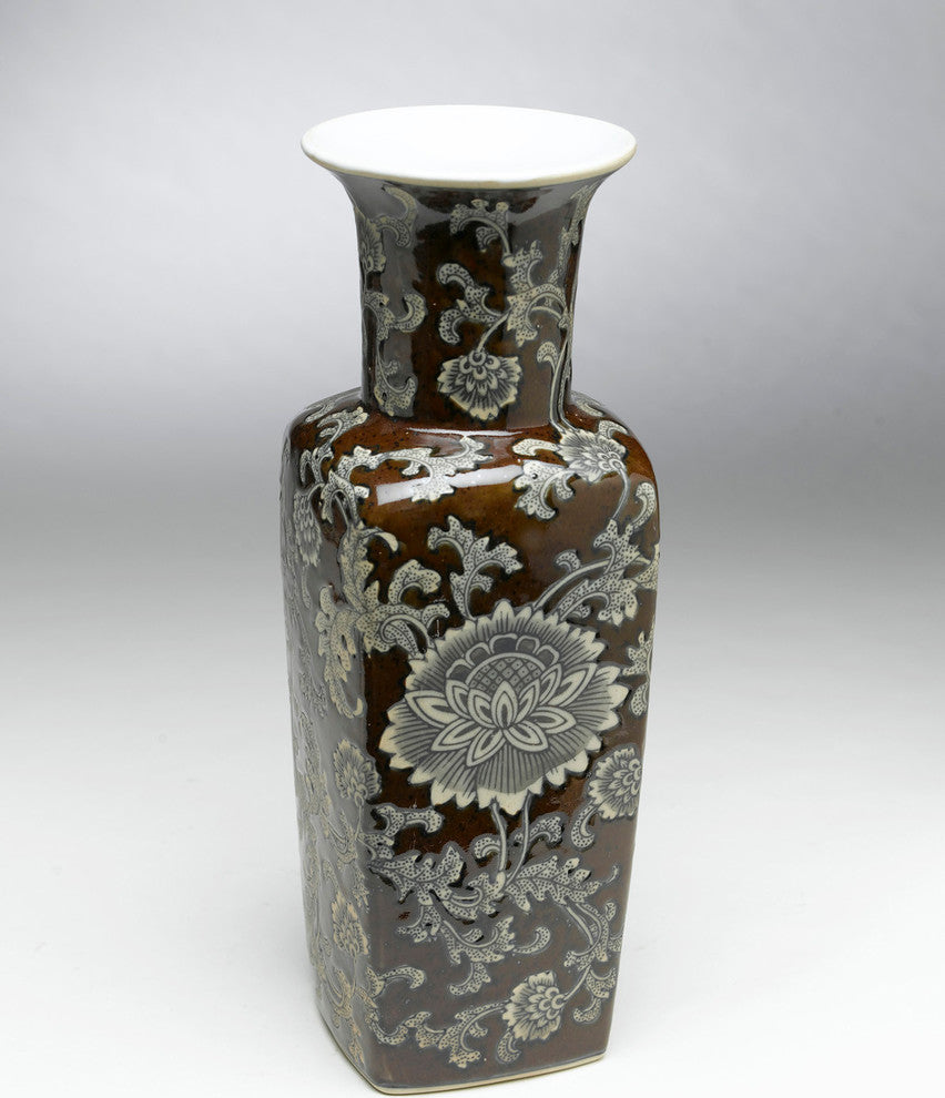 Square Brown and Gray Vase