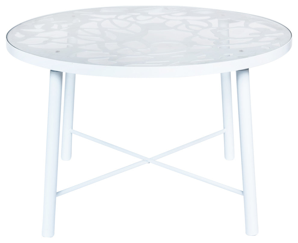 Leisuremod Devon 7-Piece Aluminum Dining Set With Table and 6 Chairs, White