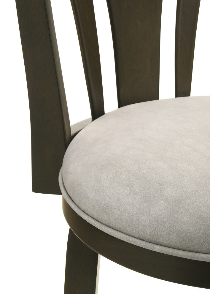 Elle Wood and Fabric Barstool, Gray, 26" Counter Height