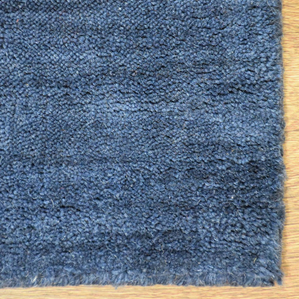 HAND KNOTTED LOOM WOOL ECO-FRIENDLY AREA RUGS-Rectangle,Blue,Contemporary, [Square] 8'x8'