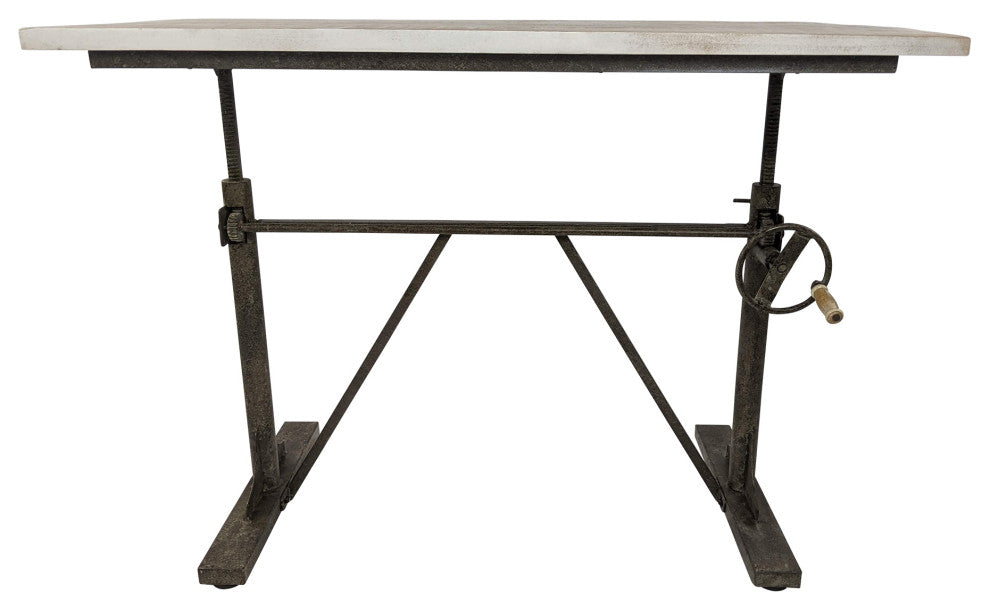 Brio Sit or Stand Adjustable Desk, Natural Driftwood/Aged Iron