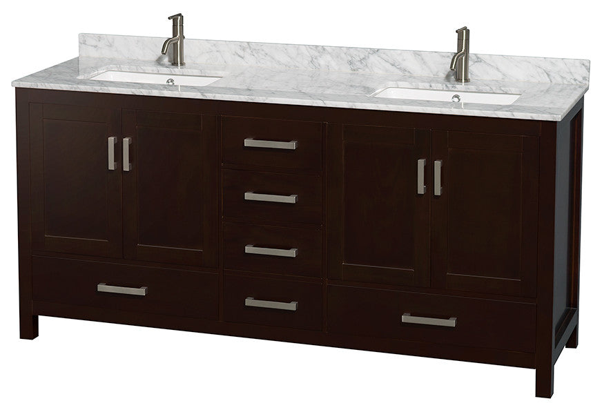 Wyndham WCS141472DESCMUNSM24 72 Inch Dual Bathroom Vanity in Espresso