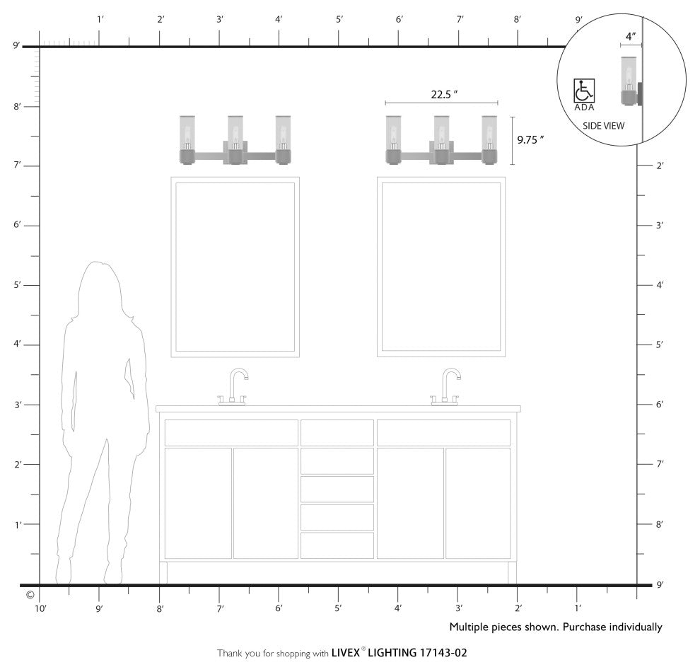 Livex Lighting Quincy 3-Light Polished Brass Vanity Sconce