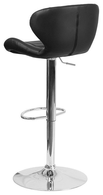 Estella Aila Mid-Back Black Vinyl Swivel Adjustable Barstool