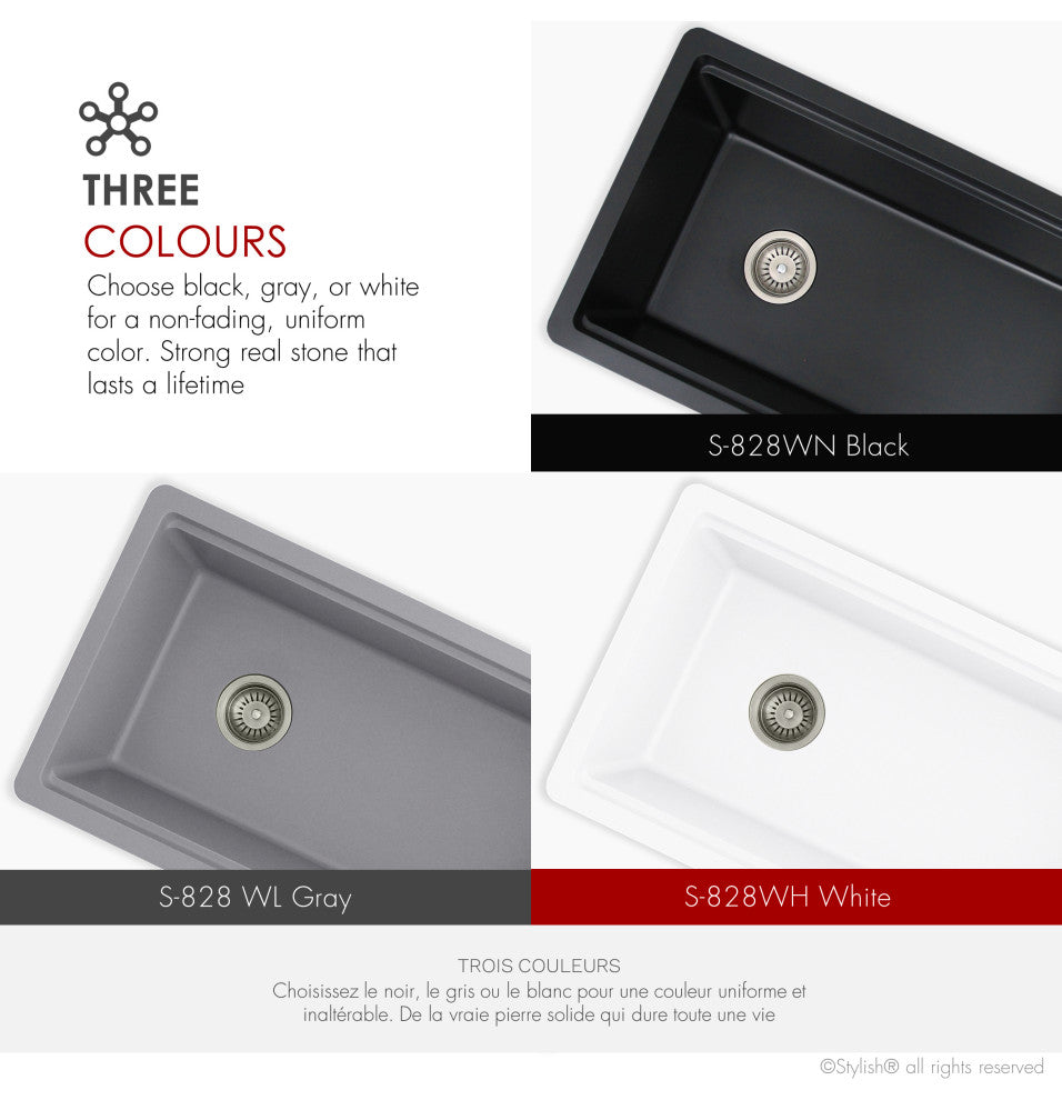 Stylish 28" Dual Mount Single Bowl Gray Granite Kitchen Sink