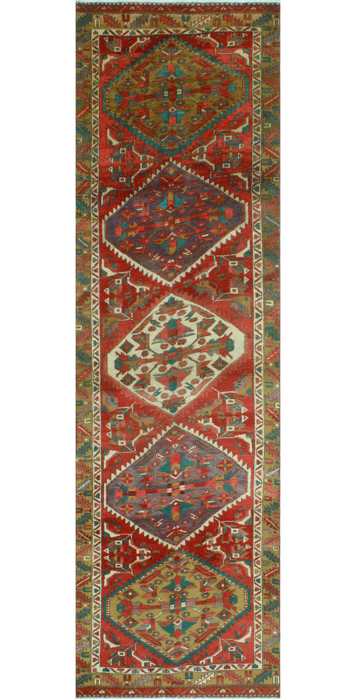 Fine Vintage Distressed Mateo Rust/Ivory Runner, 3'9x11'0