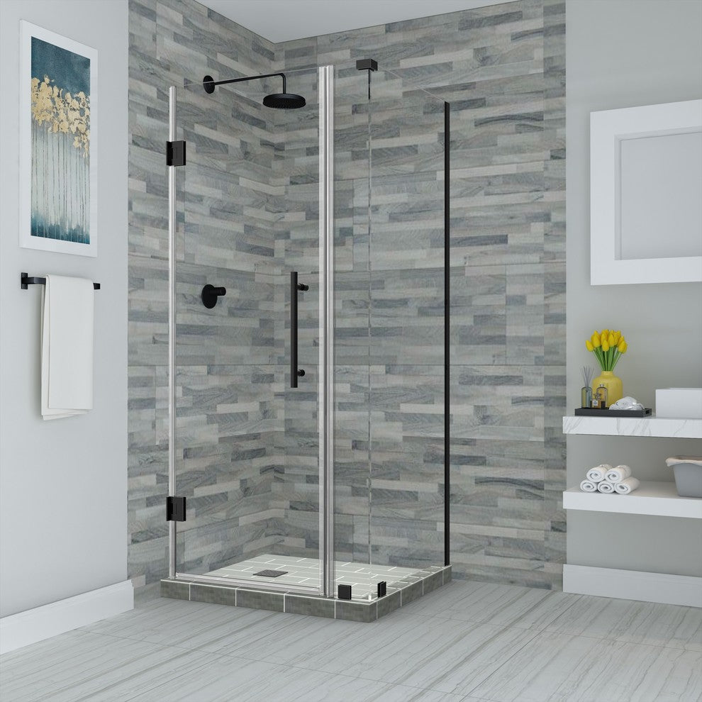 Bromley 29.25"-30.25"x30.375"x72" Frameless Corner Hinged Shower Enclosure
