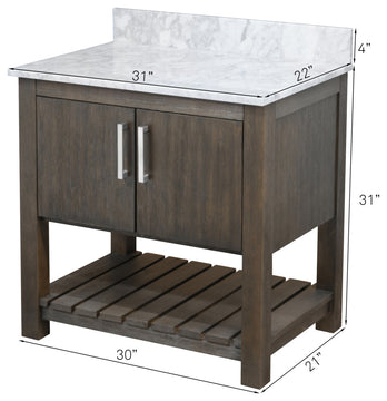 31-inch Bathroom Vanity Backsplash in Carrara White Marble