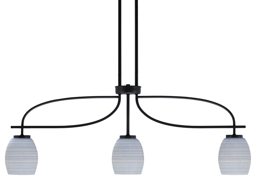 Cavella 3 Light Island Light, Matte Black Finish, 5" Gray Matrix Glass