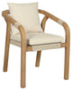 Cypress Outdoor Patio Dining Chair Wood Light Gray Rope Ivory Cushions Set of 2