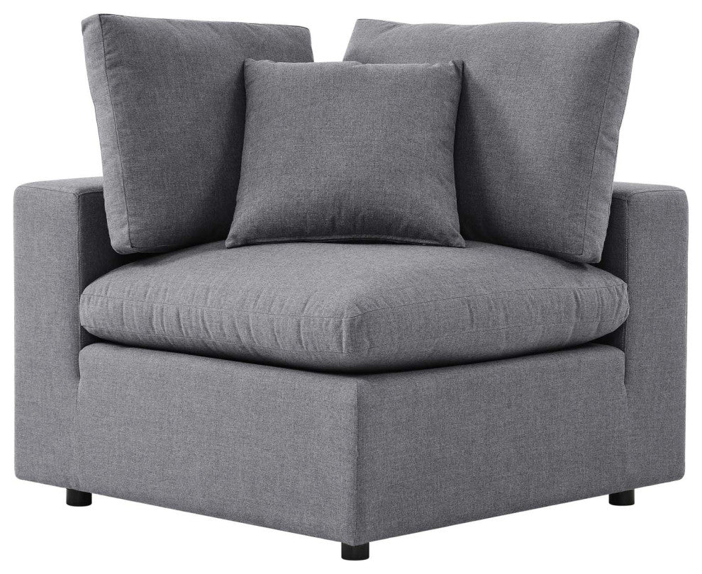 Modular Lounge Loveseat Deep Sofa, Sunbrella, Gray, Modern, Outdoor Patio