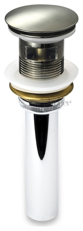 1-5/8" Push Pop-Up Drain Stopper With Overflow for Sink, Brushed Nickel
