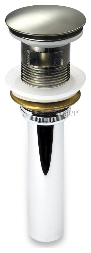 1-5/8" Push Pop-Up Drain Stopper With Overflow for Sink, Brushed Nickel