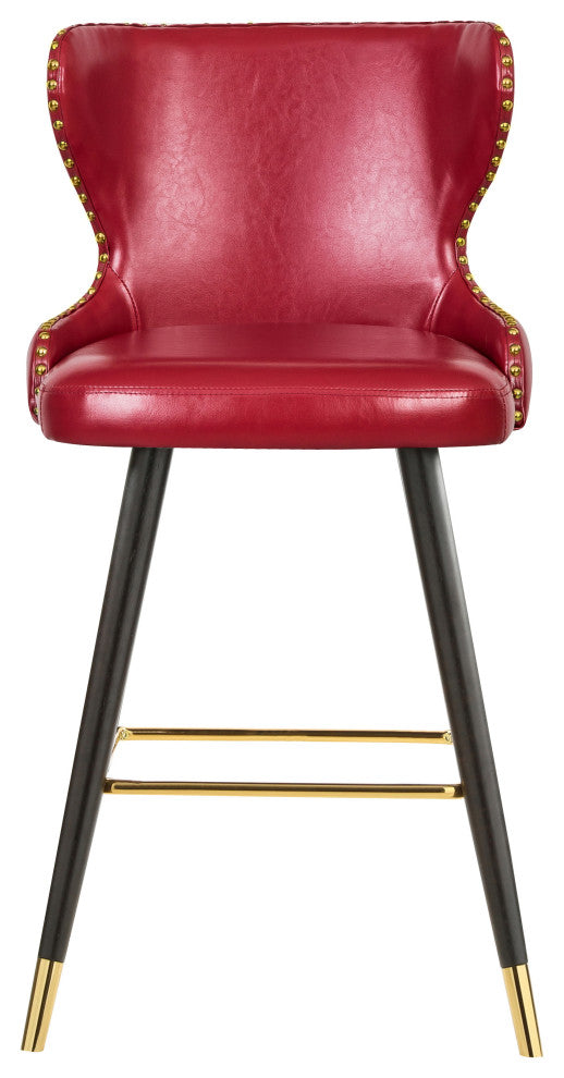 Hendrix Faux Leather Upholstered Bar Stool, Set of 2, Red