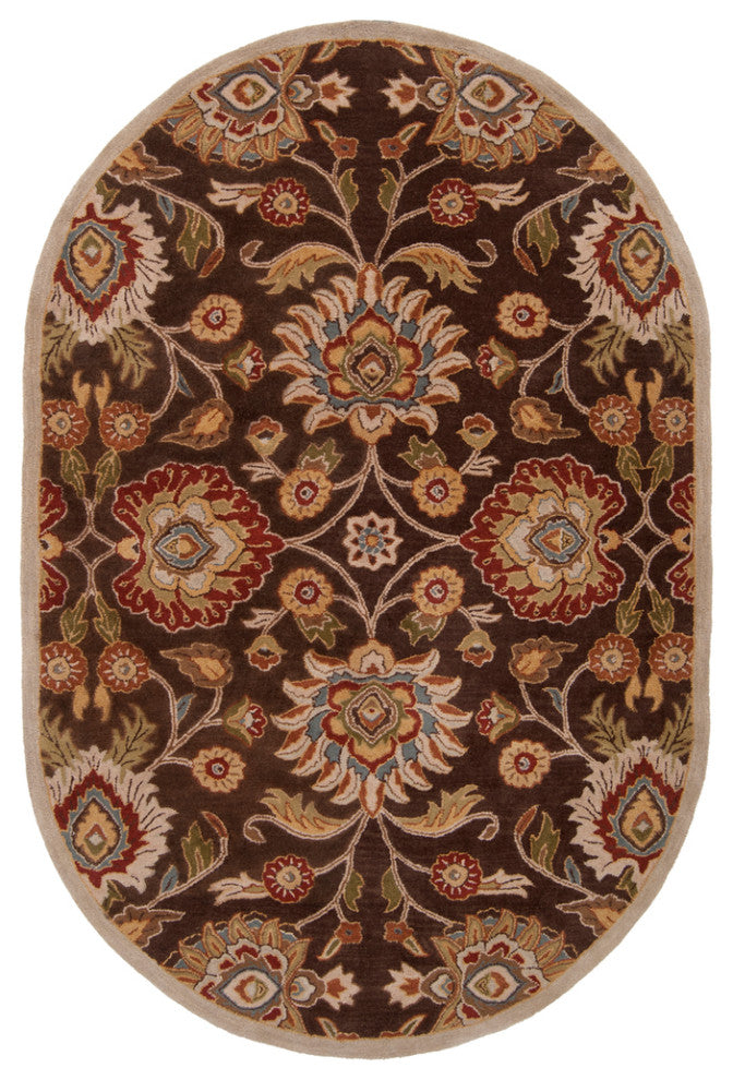 Surya Caesar CAE-1012 Traditional Area Rug, Dark Brown, 6' x 9' Oval