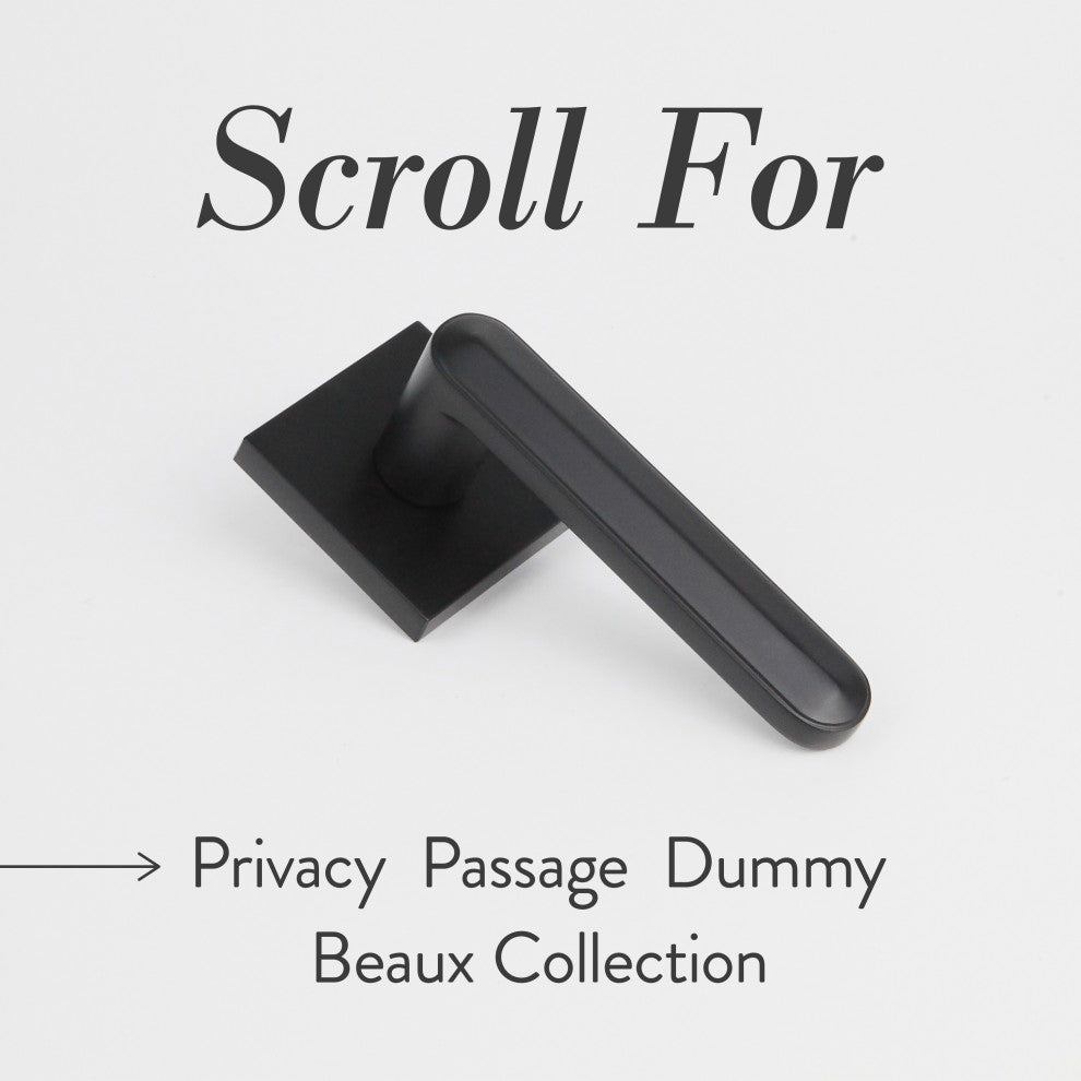 Modern Heavy Duty Designer Interior Door Lever - Beaux Collection, Matte Black, Passage Right Hand