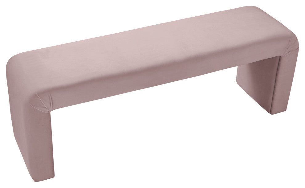 Minimalist Velvet Upholstered Bench, Pink