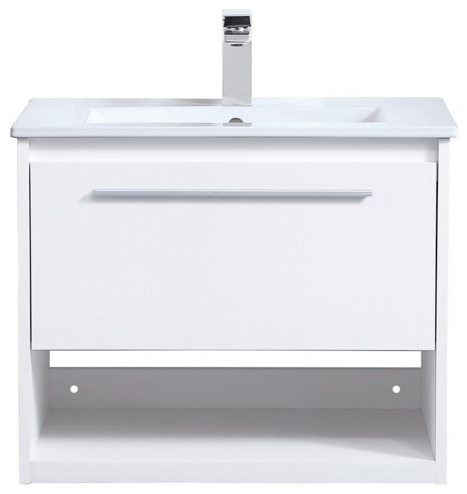 24" Single Bathroom Floating Vanity, White