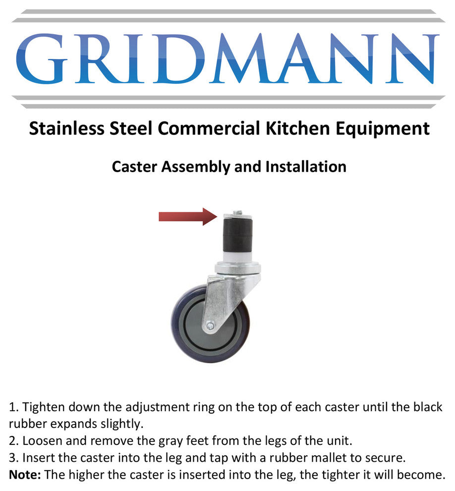 4" Caster Wheel Set Kit for Commercial Stainless Kitchen Prep Work Tables