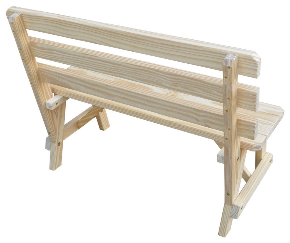 Pine Traditional Backed Bench, Unfinished, 4 Foot