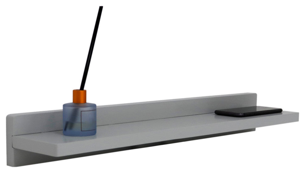 23.5" Light Gray Wireless Charging Shelf and Frameless Mirror Set