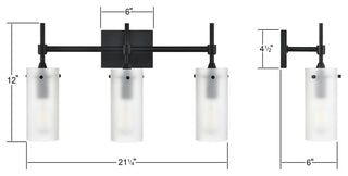 Effimero 3-Light Wall Sconce, Black With Frosted Glass