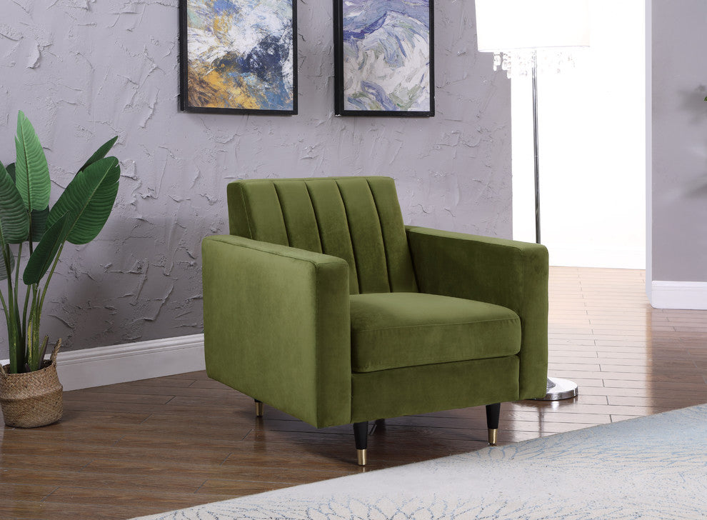 Lola Velvet Upholstered Chair, Olive