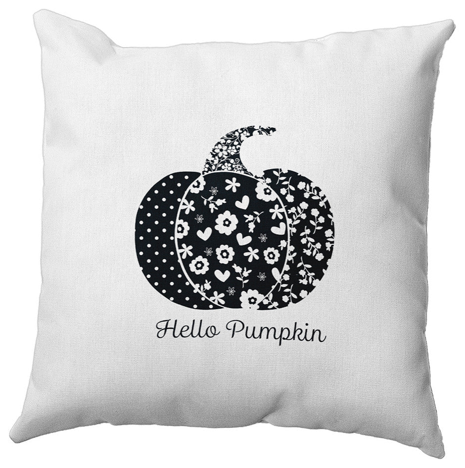 Hello Pumpkin Accent Pillow, Black, 18"x18"