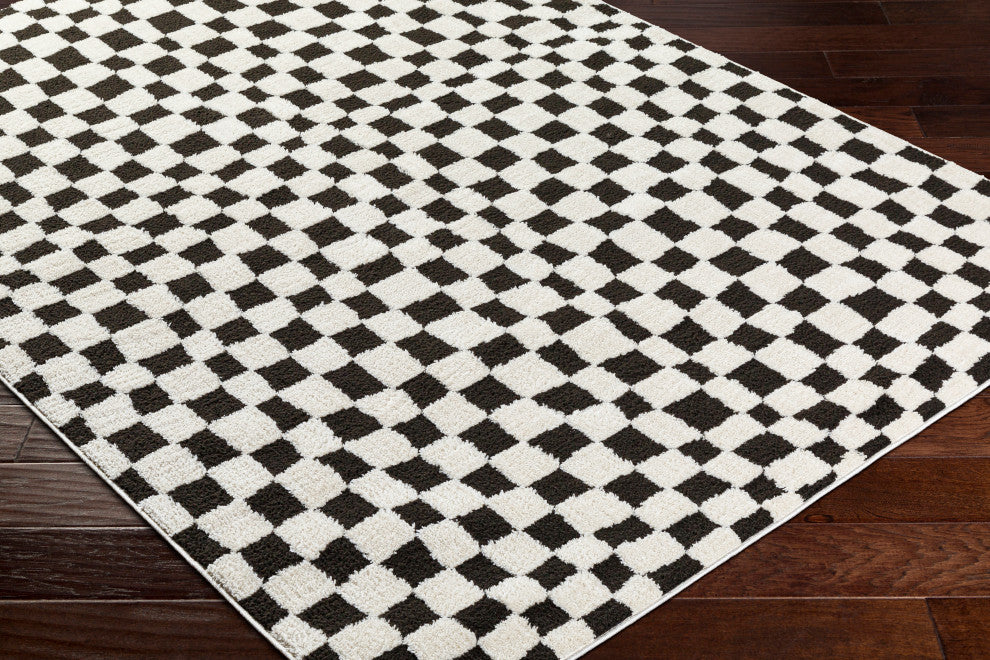 Surya Freud FEU-2302 Machine Woven Area Rug, Black, Ivory, 7'10" X 10'