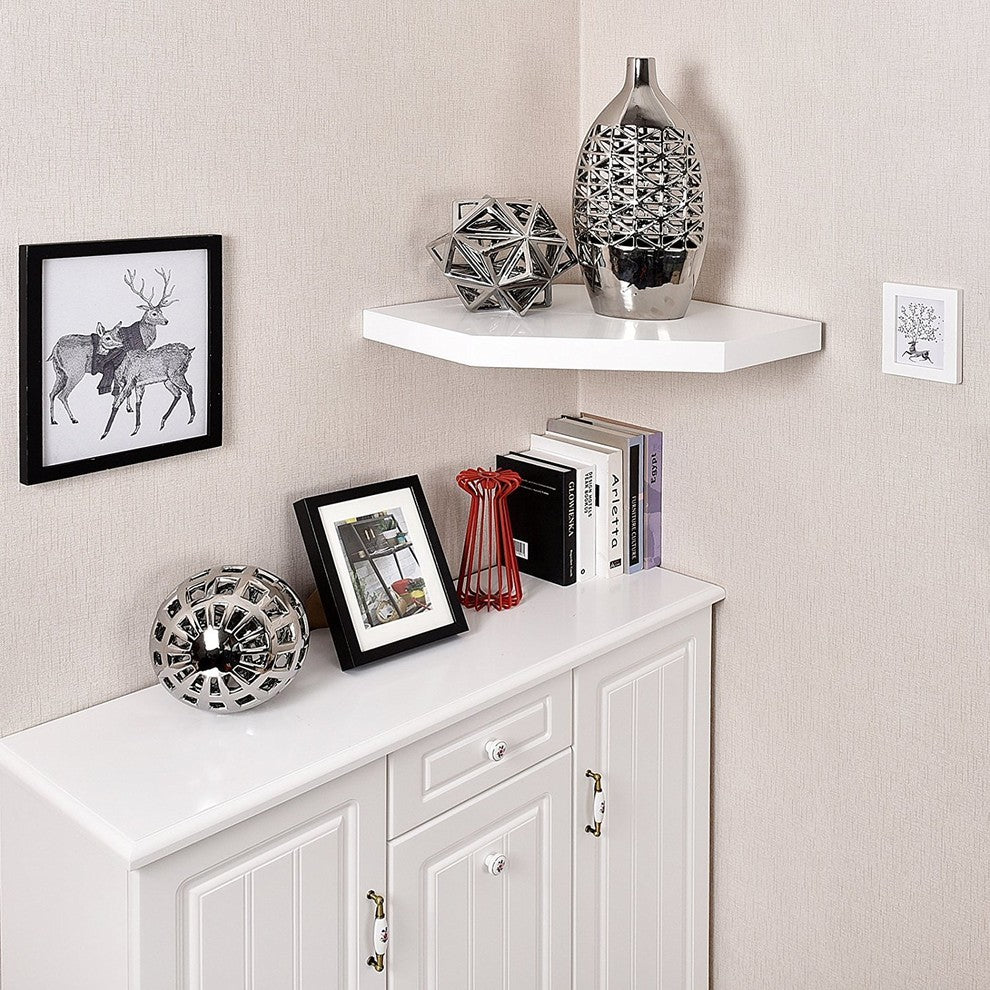 Chicago Wall Floating Corner Shelf, White