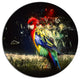Colorful Parrot On Branch, Animal Large Disc Metal Wall Art, 36"