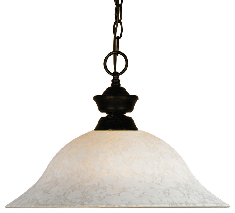 Shark 1 Light Pendant, Bronze With White Mottle Glass