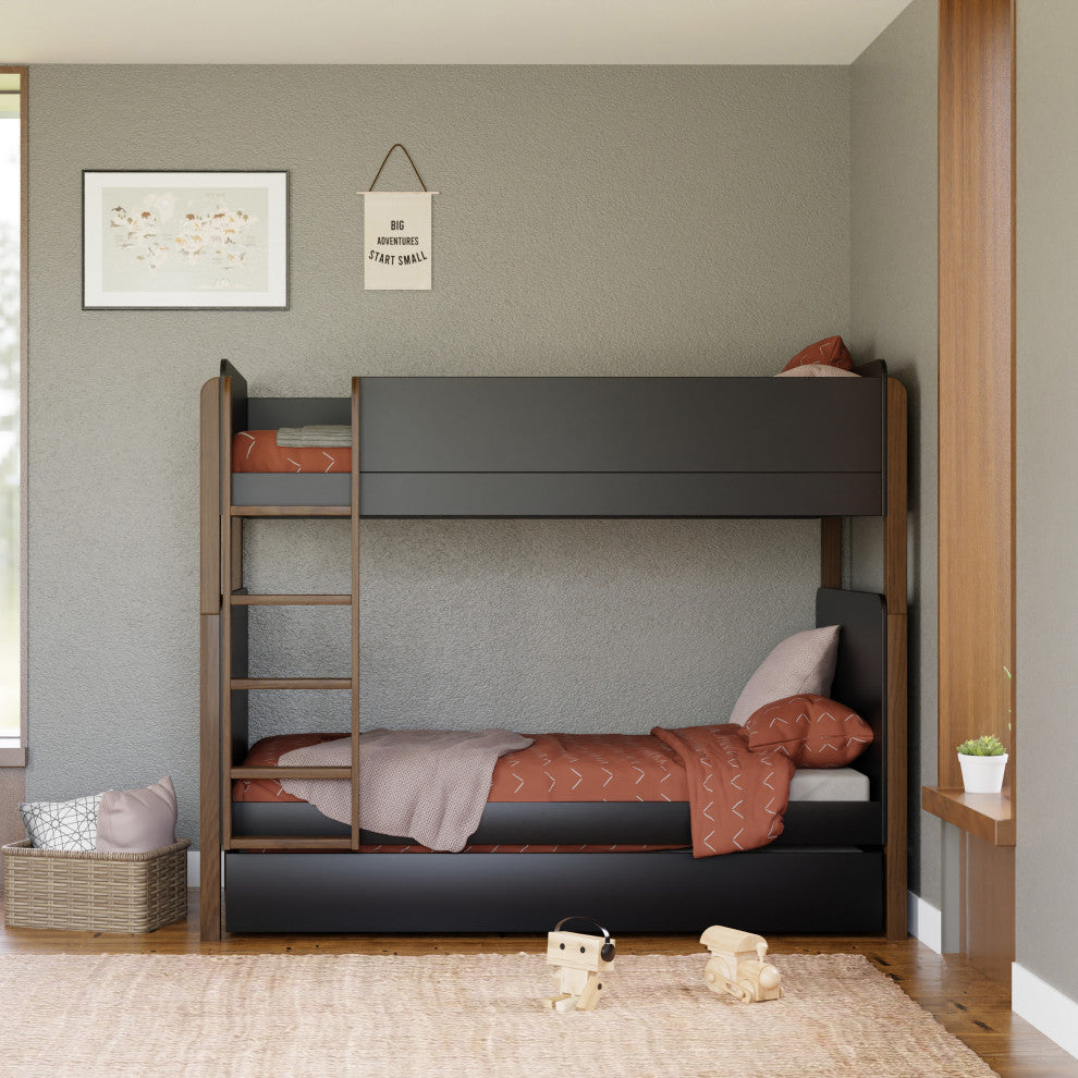 Universal Twin Storage Trundle Bed, Black