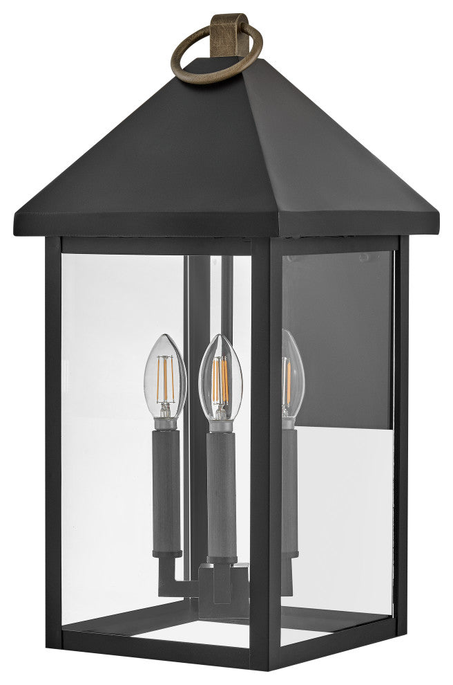 Lark Rhett 19.5" Large Outdoor Wall Mount Lantern, Black + Burnished Bronze